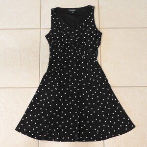 Lauren Ralph Lauren Black & White Polka Dot Sleeveless Jersey Dress, Size 4